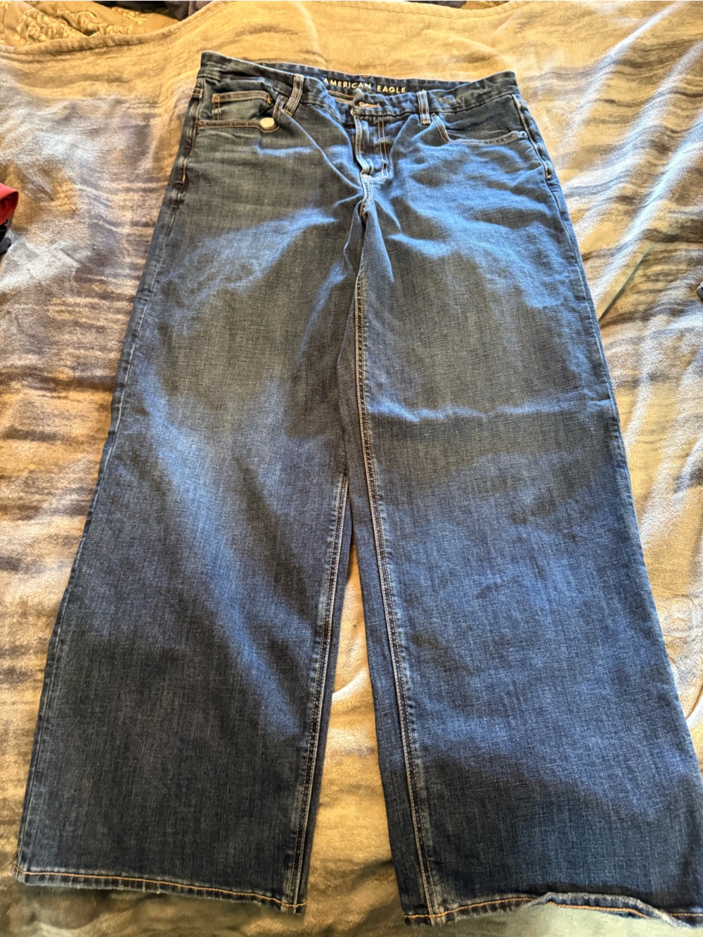 American Eagle Outfitters Wide-Leg Dark Blue Denim Jeans